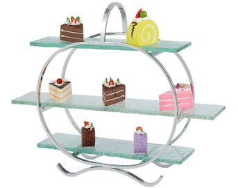 3 - Layer Glass Cake Display Stand with Platters Decorating for Banquet Serving Buffet