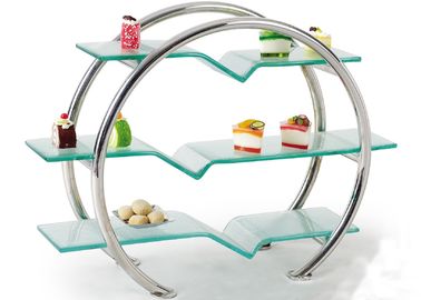 3 - Layer Glass Cake Display Stand with Platters Decorating for Banquet Serving Buffet