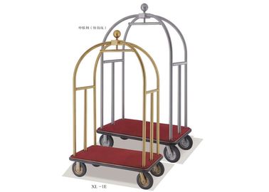 Hotel Lobby Room Service Trolley Stainless Steel Mirror Gold Finish with Red Carpet Platform