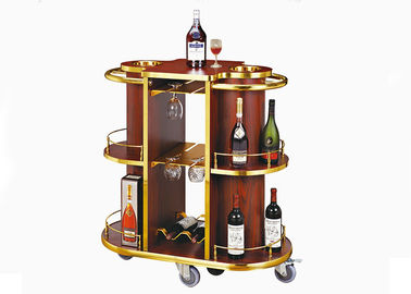 2 Shelves Black Wood Liquor Luxury Hotel Wine Trolley / Room Beverage Service Equipment