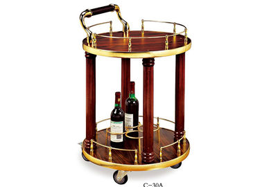 2 Shelves Black Wood Liquor Luxury Hotel Wine Trolley / Room Beverage Service Equipment