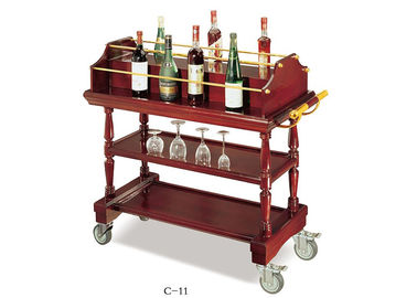 2 Shelves Black Wood Liquor Luxury Hotel Wine Trolley / Room Beverage Service Equipment