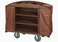 Brown Hotel Room Service Trolleys with 6 Inches PPR Casters Heavy Duty Linen Bags