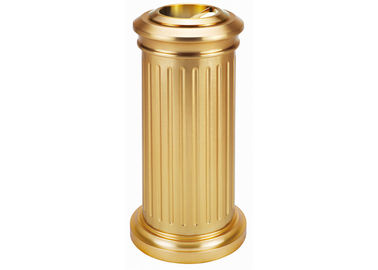 Hotel Room Room Service Equipments / Stainless Steel Ground Ash Barrel with Open Top Ashtray Titanium Gold Color