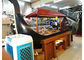 Boat Shaped Commercial Buffet Equipment Mahogany Made Refrigerated Sushi Buffet Counter
