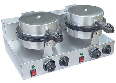 Stainless Steel Waffle Cone Baker Machine 2-Plate Non-Stick, Snack Bar Equipment