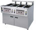 Stainless Commercial Kitchen Equipments / 4x13L Four - Cylider Deep Fryer With Cabinet