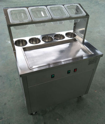 Snack Equipment Fried Ice Machine Universal Wheels 3mm Stainless Steel 304 Table Top