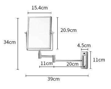 Foldable Wall Mounted Rectangle Bathroom Vanity Mirror HD Aluminum Lens Double - Sided