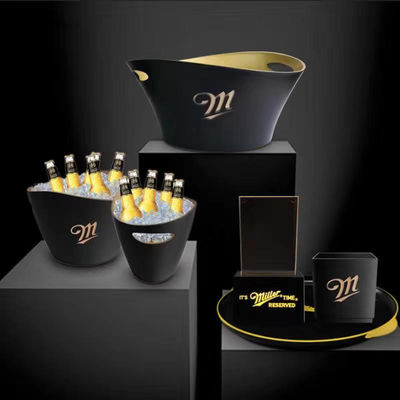 Custom Logo Bar Led Wine Cooler Plastic Acrylic Ice Bucket Big Capacity