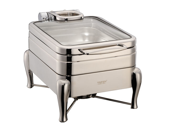 YUFEH Stainless Steel 304 Hydraulic Induction Chafing Dish W/ Glass