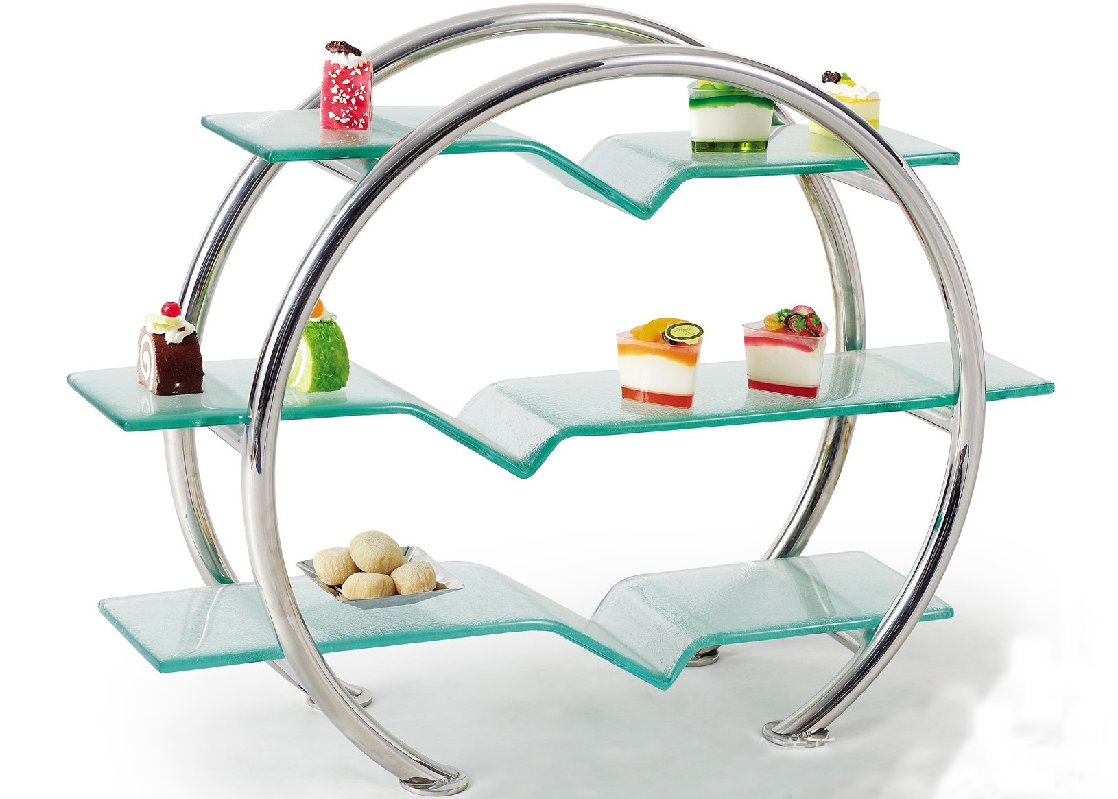 3 Layer Glass Cake Display Stand with Platters Decorating for Banquet Serving Buffet