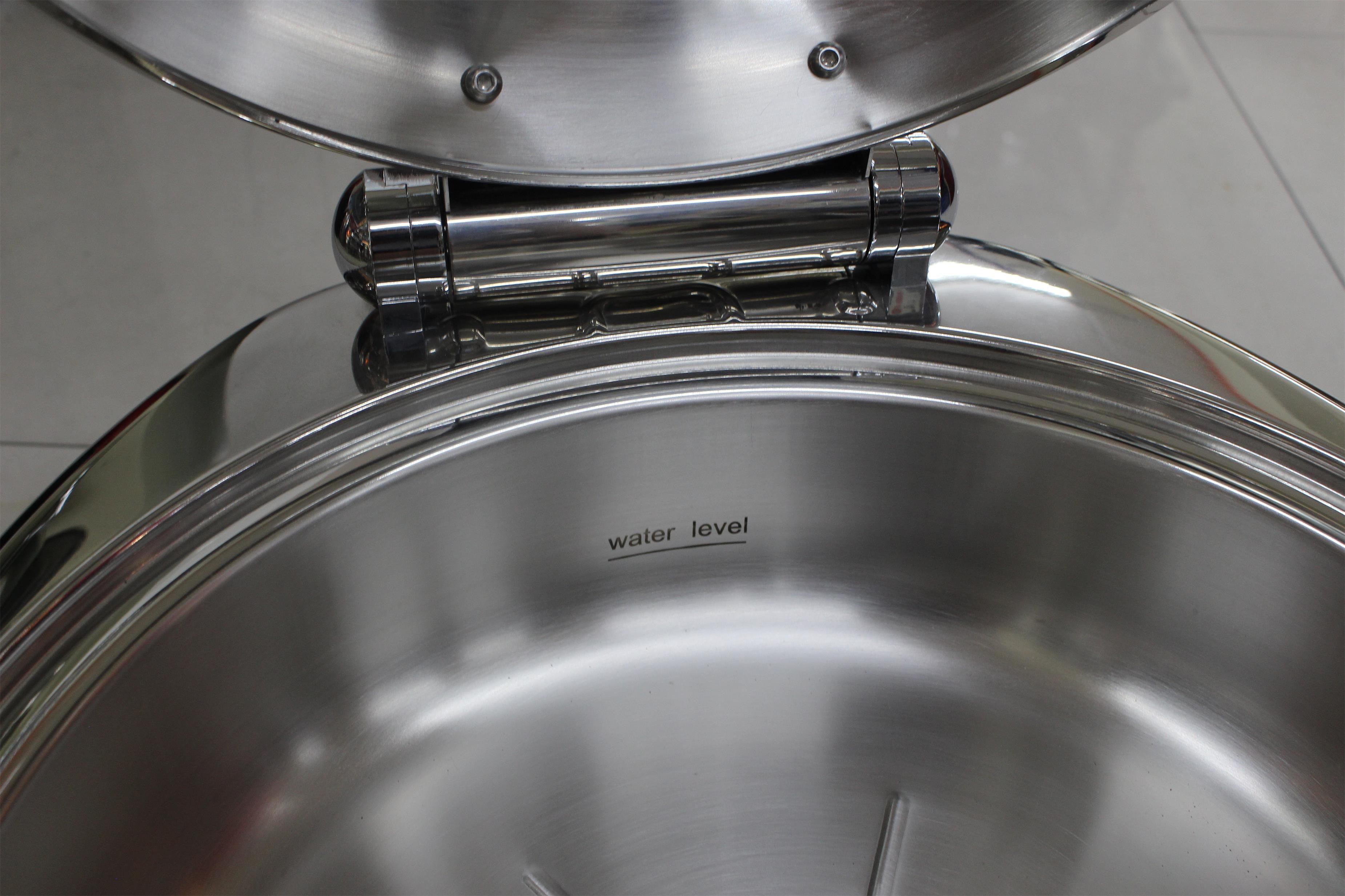 Food Pan Hydraulic Round Chafing Dish With Glass Window / Mechanical