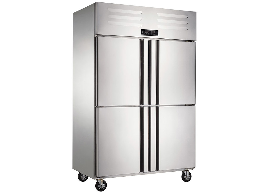 Double Temperature Commercial Refrigerator Freezer With 4 Solid Doors
