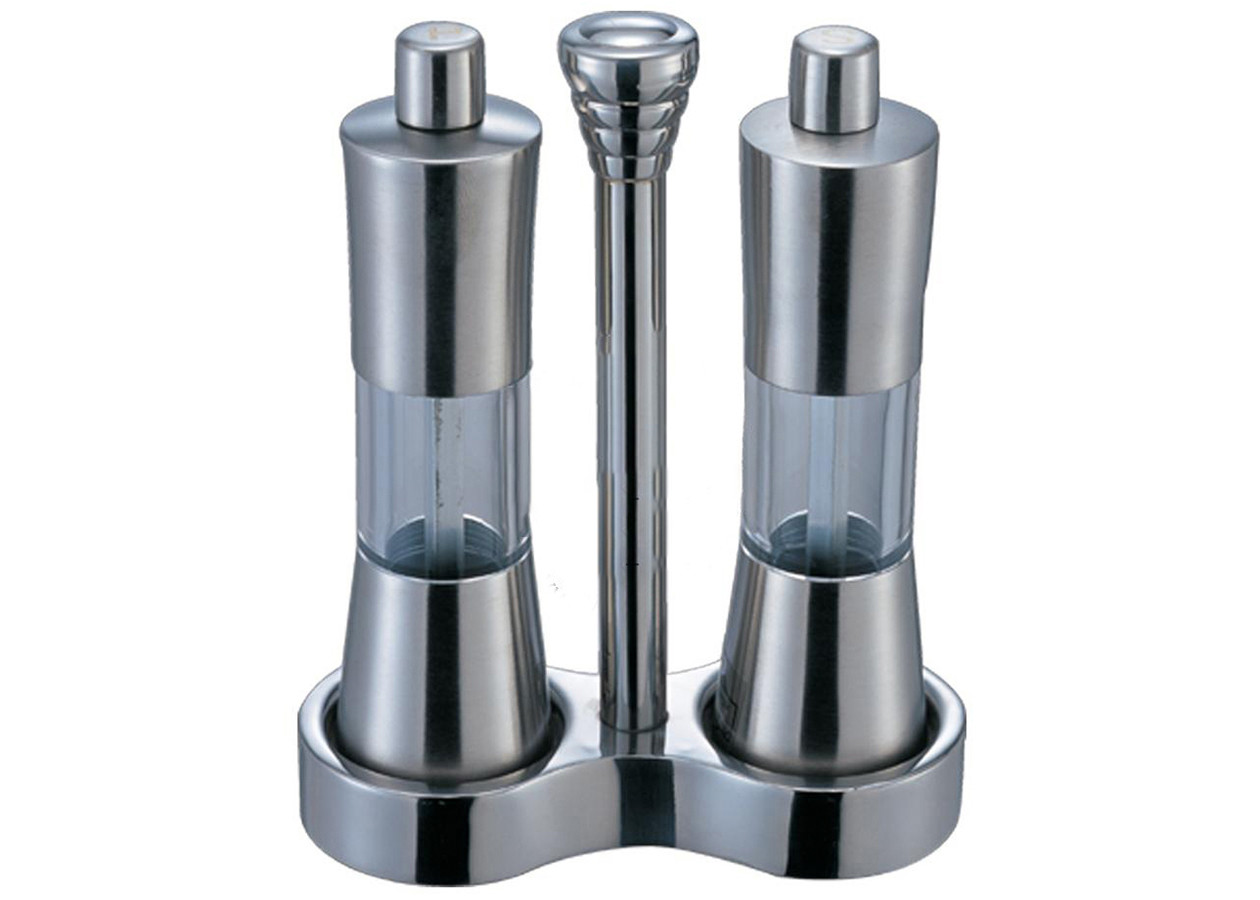 Stainless Steel Salt And Pepper Shaker And Mill , Commercial Buffet