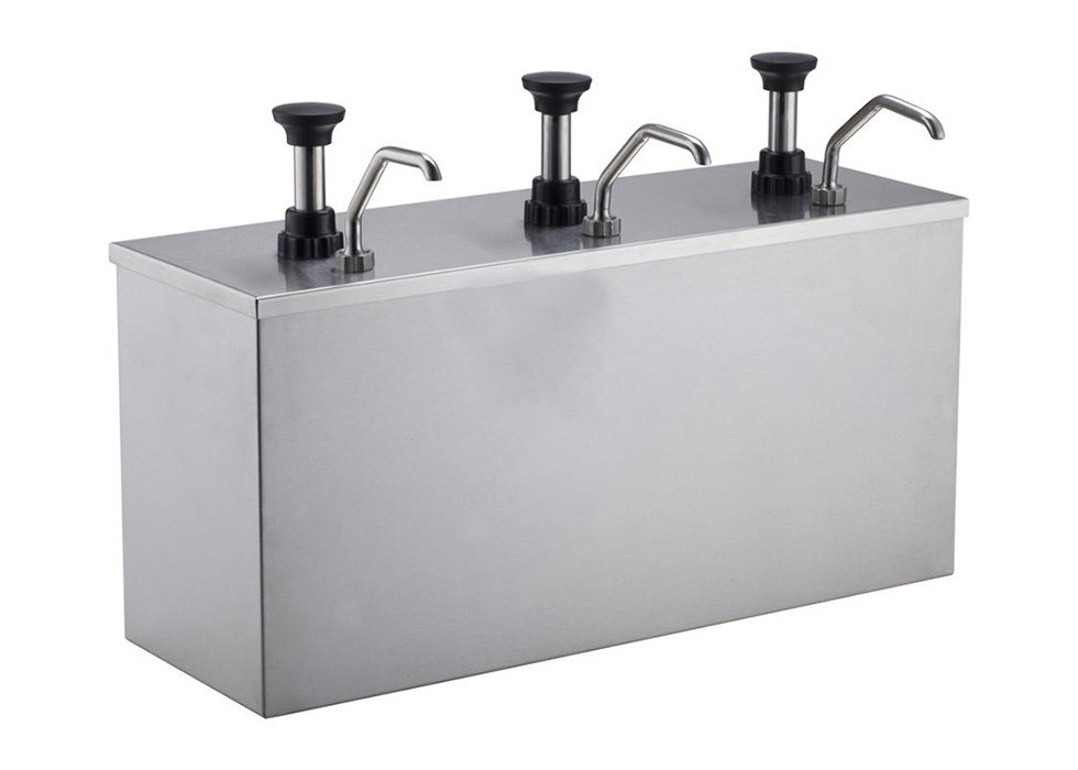 Stainless Steel Three Head Jam Squeezer, Three Bucket Sauce Dispenser Pump, Snack Bar Equipment