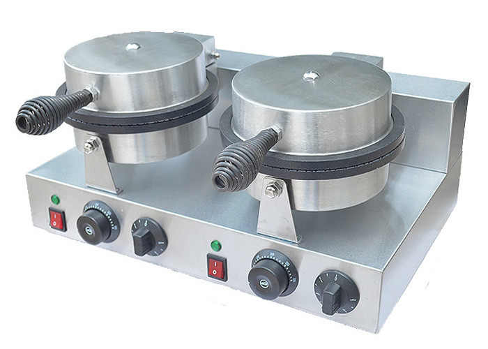 Stainless Steel Waffle Cone Baker Machine 2Plate NonStick, Snack Bar