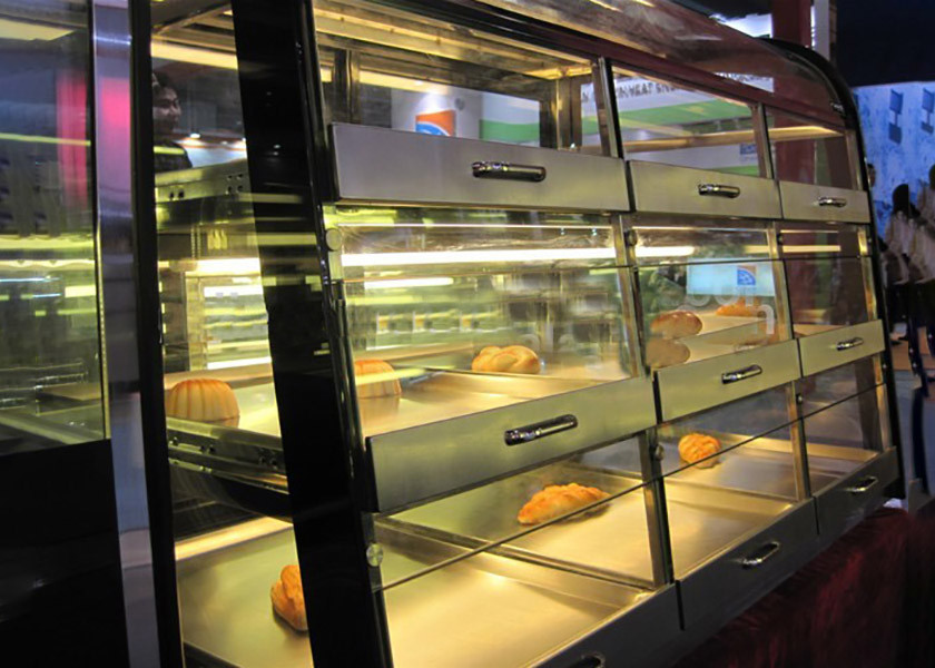 Table Top Glass Food Warmer Showcase DrawerType 3Layer 9Pans Bread