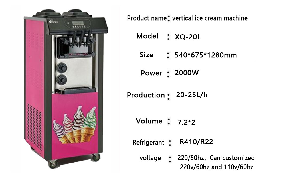 Vertical 25L Fully Auto Commercial Soft Serve Ice Cream Machine With Low Energy Consumption