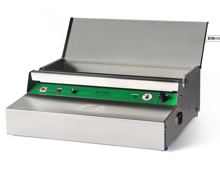 Stainless Steel Electric PVC Cling Film Wrapping Machine / Food Tray Sealing Machine