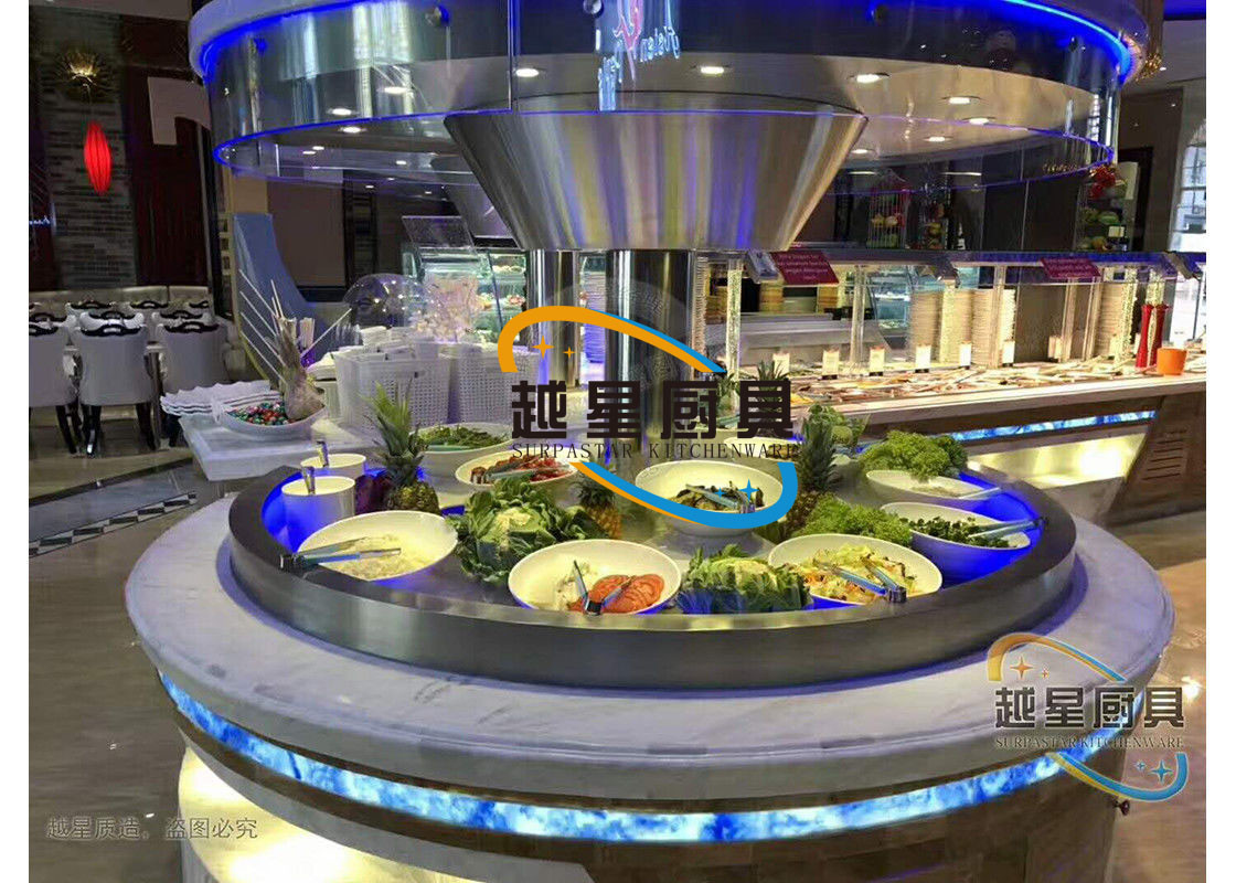 Blue Led Display Restaurant Buffet Counter / Commercial Buffet Serving