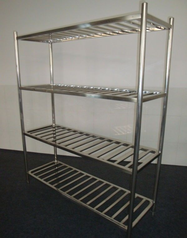 Stainless Steel 4Layer Round Tube Shelves Kitchen Storage Rack 1200