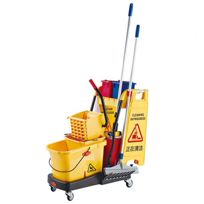 Multifunctional Yellow Plastic Hotel Cleaning Equipment With Mop Bucket