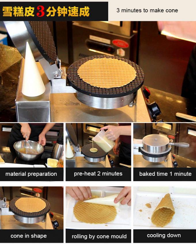Stainless Steel Waffle Cone Baker Machine 2Plate NonStick, Snack Bar